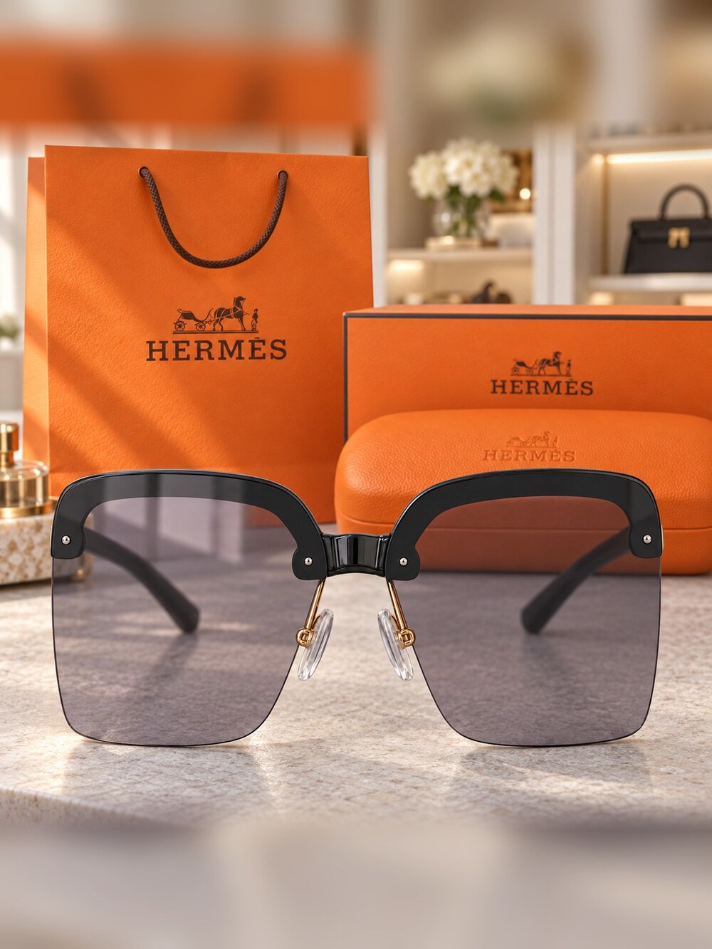 Hermes Black H Square Sunglasses - Picture 5 of 6